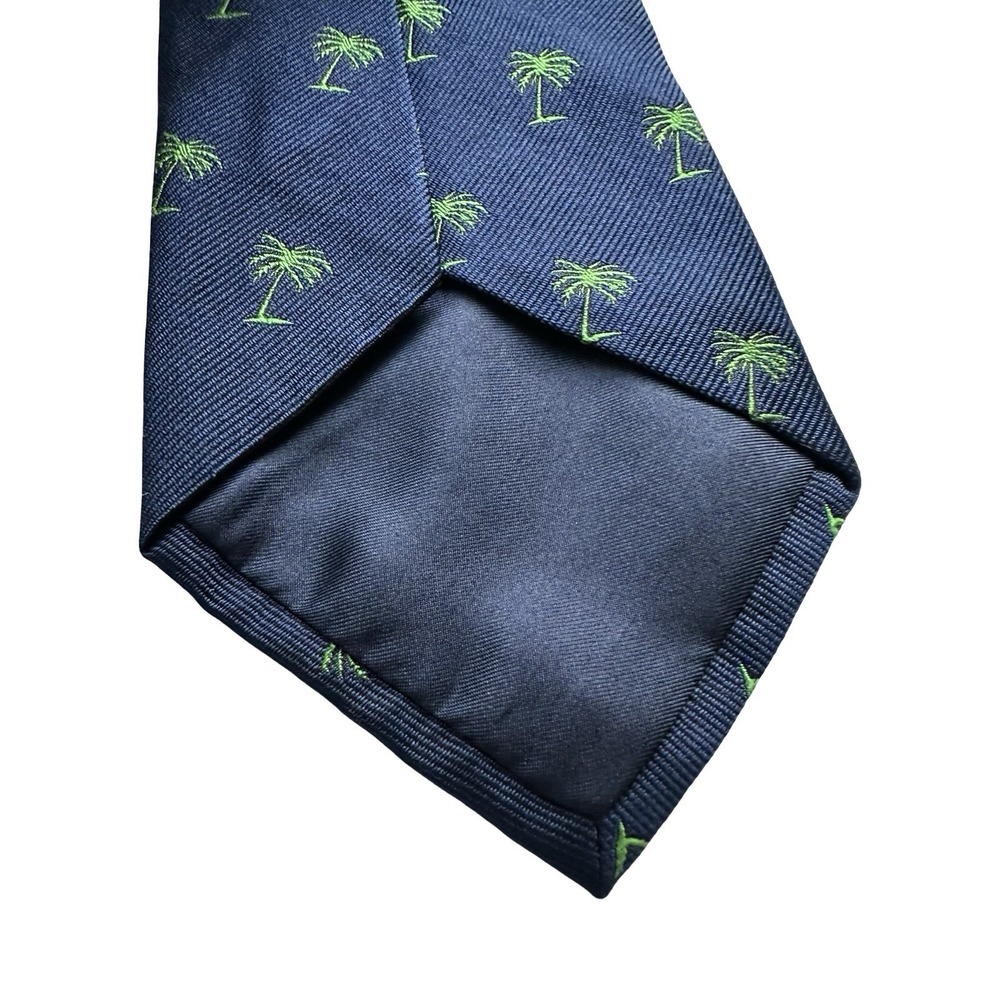 Polo Ralph Lauren Mens Blue Green Palm Tree AOP Silk Tie 3.75 Inch Width Italy - Picture 2 of 5